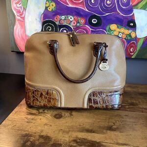 Vintage‎ Brahmin “25th Anniversary”  Leather Handbag in Tan & Croc Print